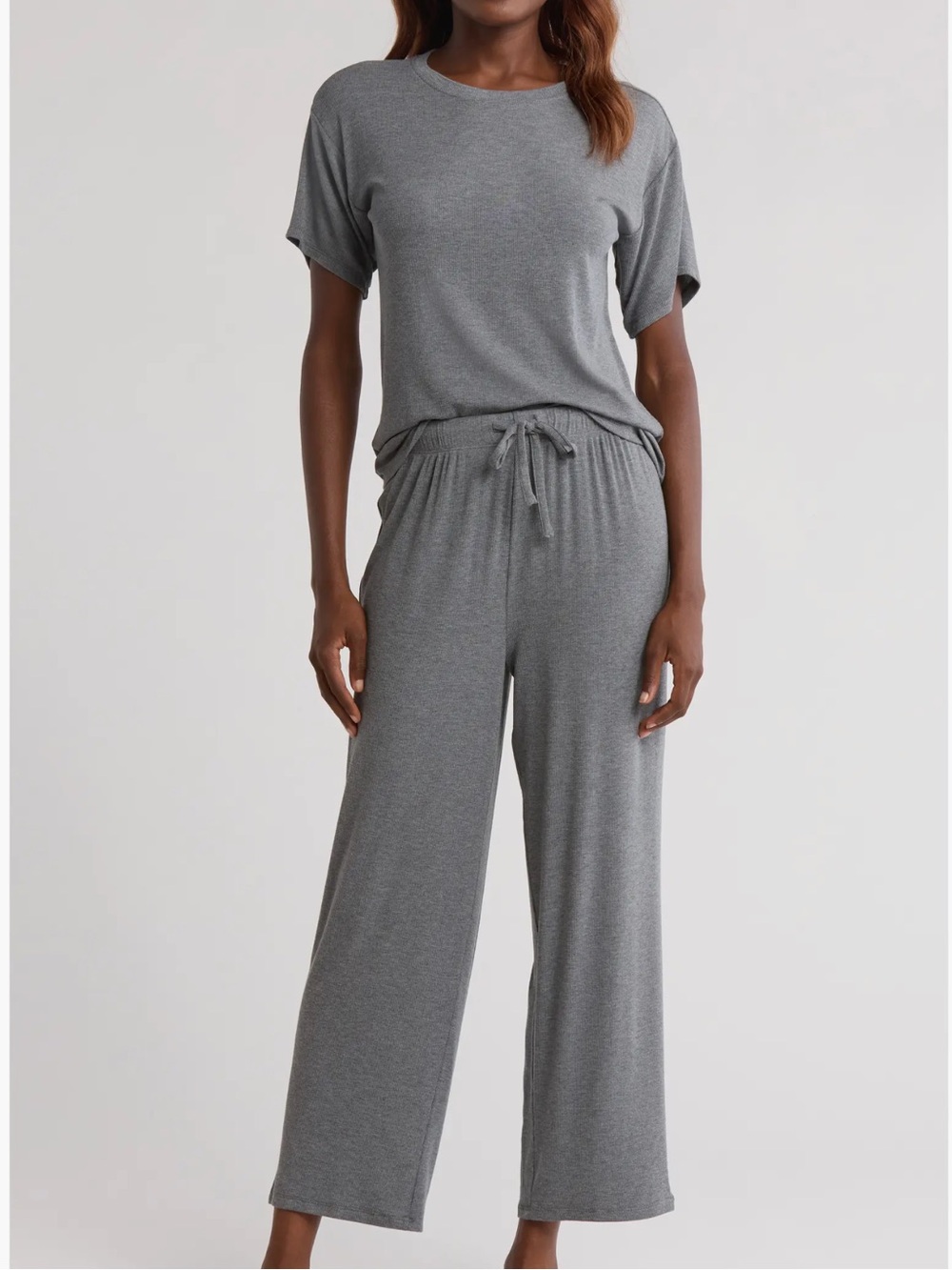 Nordstrom Gray Moonlight Eco Easy Rib Lounge 2 Piece Set/Pajamas Size L